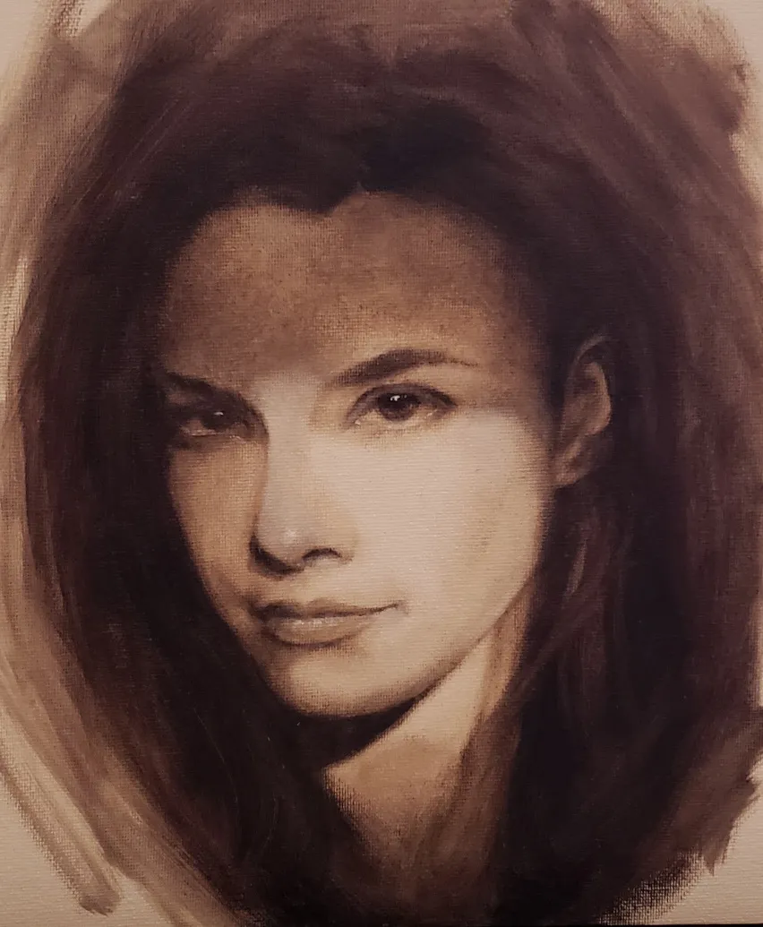 Black and white painted self portrait