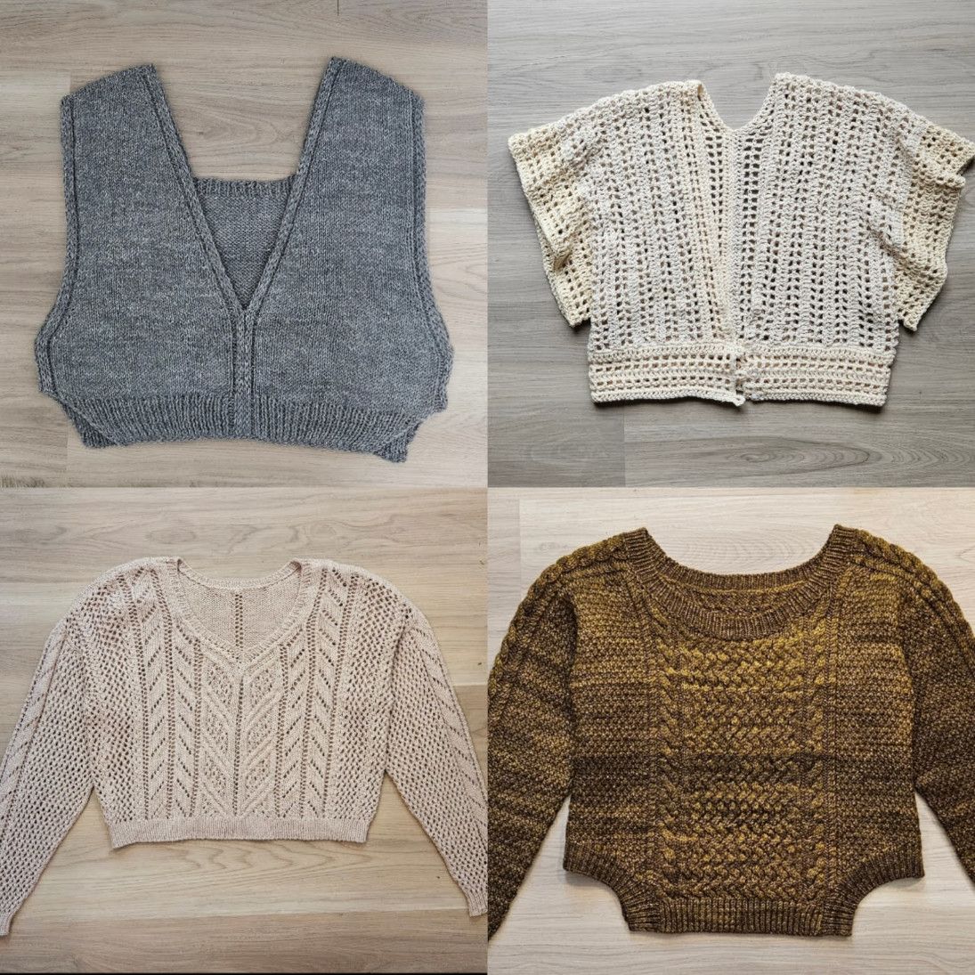 Two knit vests and two sweaters