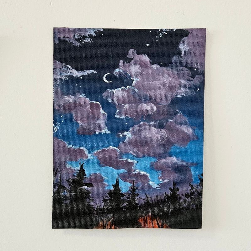 Painting of clouds before sunrise