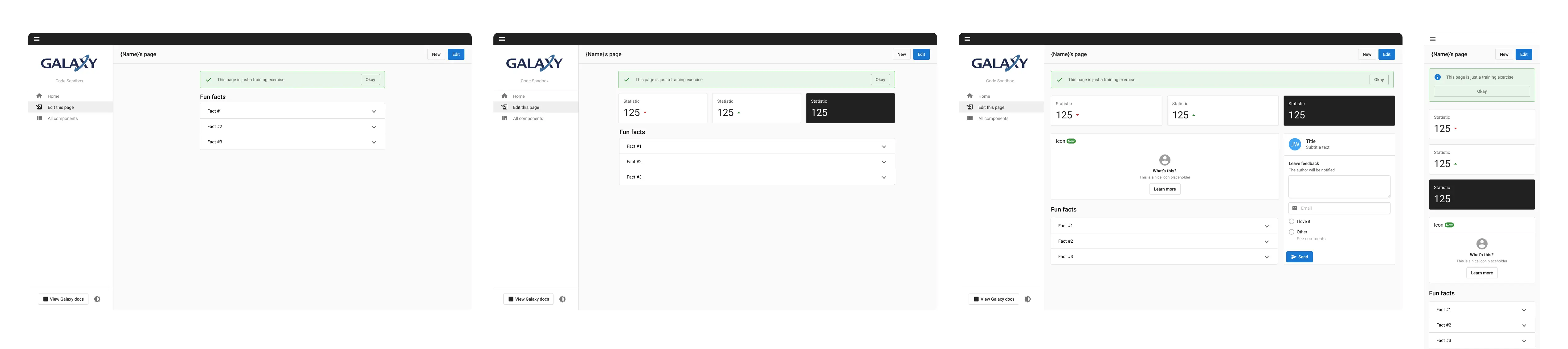 Three stages of the page design and the finished mobile version