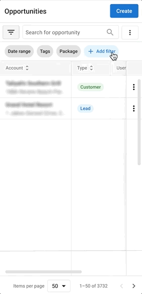 Animation of adding and removing a filter on a small screen